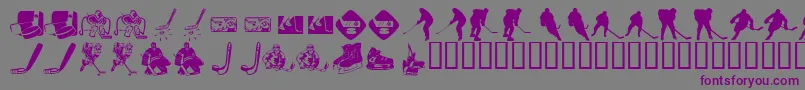 フォントKrHockeyDings – 紫色のフォント、灰色の背景