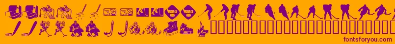 KrHockeyDings-fontti – violetit fontit oranssilla taustalla