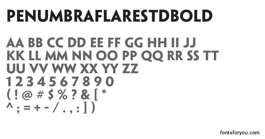 A fonte PenumbraflarestdBold – alfabeto, números, caracteres especiais