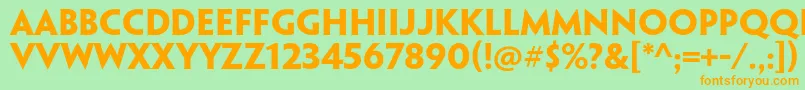 フォントPenumbraflarestdBold – オレンジの文字が緑の背景にあります。