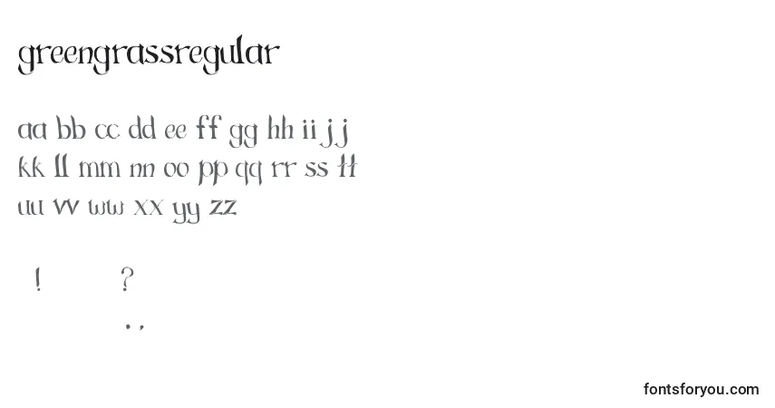 A fonte GreengrassRegular – alfabeto, números, caracteres especiais