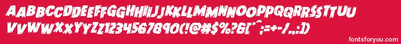 Doktermonstrostagital-Schriftart – Weiße Schriften auf rotem Hintergrund