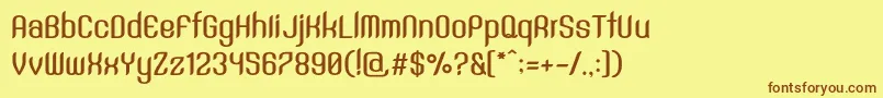 フォントSntAnouvongBoldRegular – 茶色の文字が黄色の背景にあります。