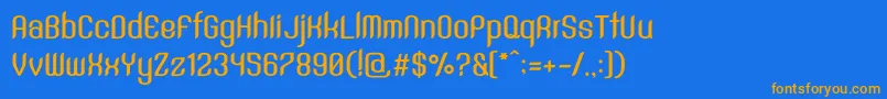 フォントSntAnouvongBoldRegular – オレンジ色の文字が青い背景にあります。