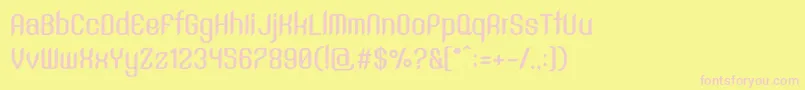 SntAnouvongBoldRegular-fontti – vaaleanpunaiset fontit keltaisella taustalla
