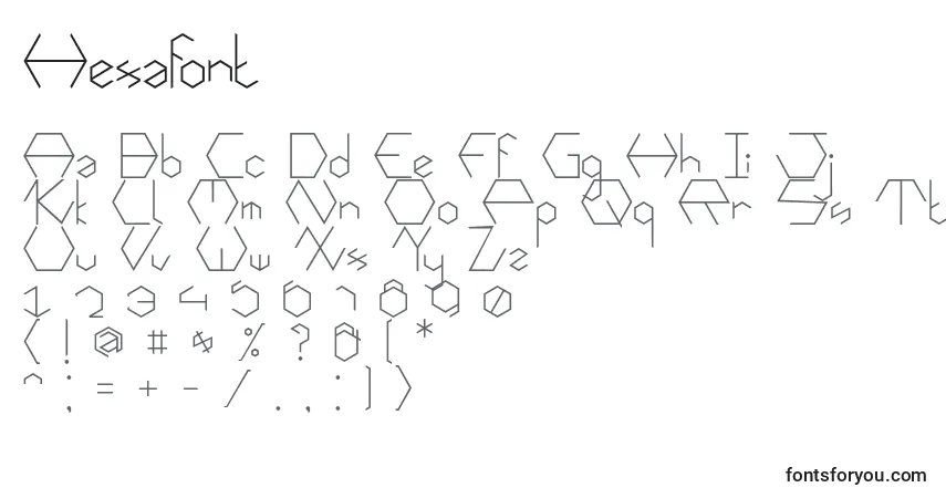 Schriftart Hexafont – Alphabet, Zahlen, spezielle Symbole