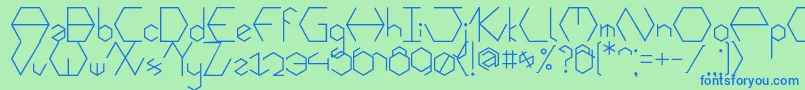 Fonte Hexafont – fontes azuis em um fundo verde