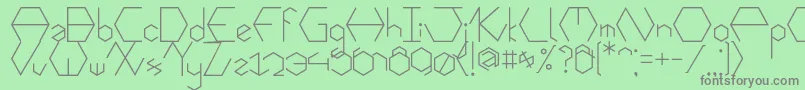 Hexafont-Schriftart – Graue Schriften auf grünem Hintergrund