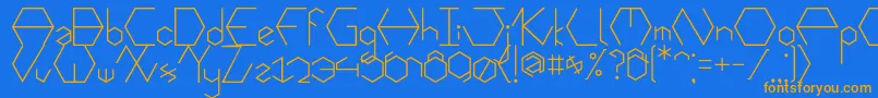 Hexafont Font – Orange Fonts on Blue Background