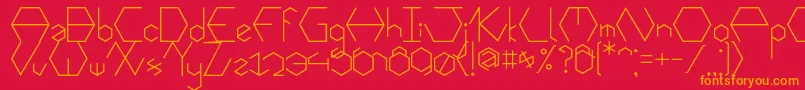 Czcionka Hexafont – pomarańczowe czcionki na czerwonym tle
