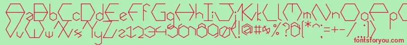 Hexafont-fontti – punaiset fontit vihreällä taustalla