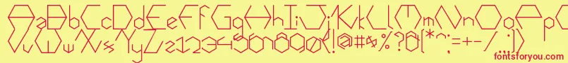 Hexafont Font – Red Fonts on Yellow Background