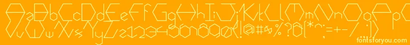 Hexafont-Schriftart – Gelbe Schriften auf orangefarbenem Hintergrund