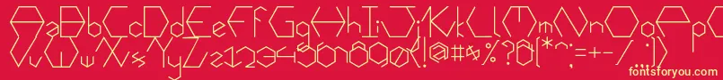 Hexafont Font – Yellow Fonts on Red Background