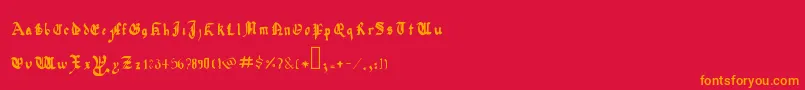 フォントQuadrataPreciosaExtended – 赤い背景にオレンジの文字