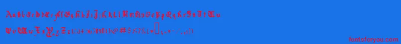 Fonte QuadrataPreciosaExtended – fontes vermelhas em um fundo azul
