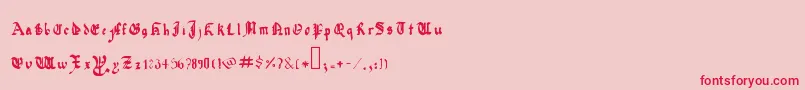 フォントQuadrataPreciosaExtended – ピンクの背景に赤い文字