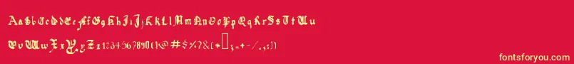 QuadrataPreciosaExtended Font – Yellow Fonts on Red Background