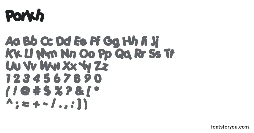 Schriftart Porkh – Alphabet, Zahlen, spezielle Symbole
