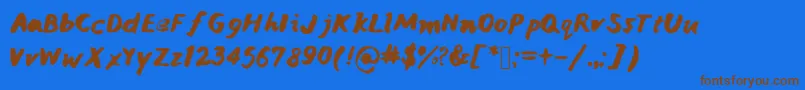 Janicehandink Font – Brown Fonts on Blue Background