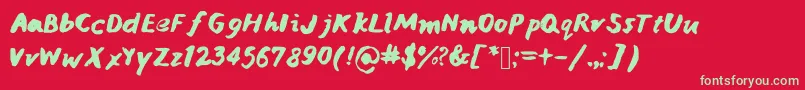 Janicehandink Font – Green Fonts on Red Background