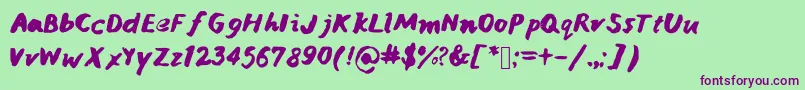 Janicehandink Font – Purple Fonts on Green Background