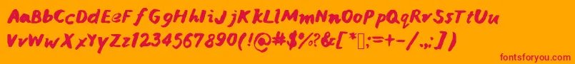 Janicehandink Font – Red Fonts on Orange Background