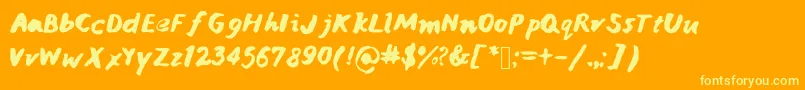 Janicehandink-Schriftart – Gelbe Schriften auf orangefarbenem Hintergrund