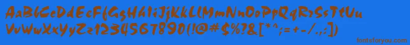 フォントChokkoRegular – 茶色の文字が青い背景にあります。