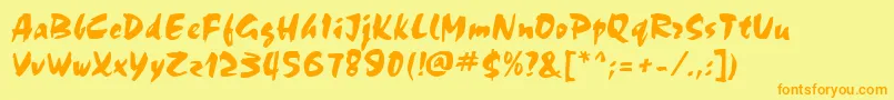 フォントChokkoRegular – オレンジの文字が黄色の背景にあります。