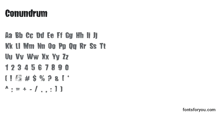 Шрифт Conundrum – алфавит, цифры, специальные символы