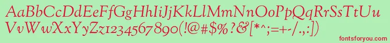 SortsmillgoudyItalic Font – Red Fonts on Green Background