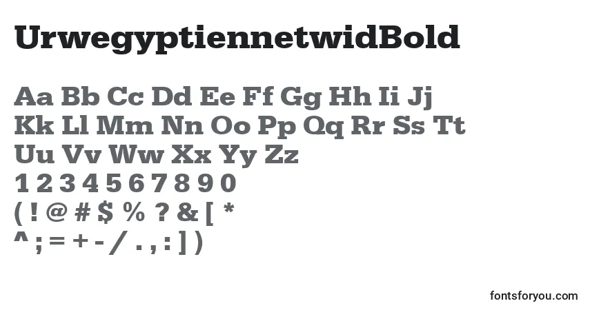 A fonte UrwegyptiennetwidBold – alfabeto, números, caracteres especiais