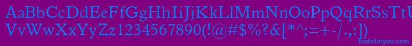 Italianoldstylemtstd-Schriftart – Blaue Schriften auf violettem Hintergrund