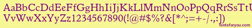 Italianoldstylemtstd Font – Purple Fonts on Yellow Background