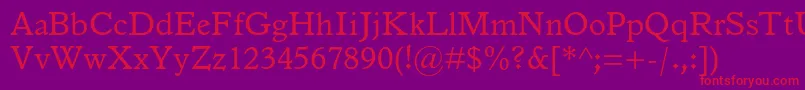 フォントItalianoldstylemtstd – 紫の背景に赤い文字