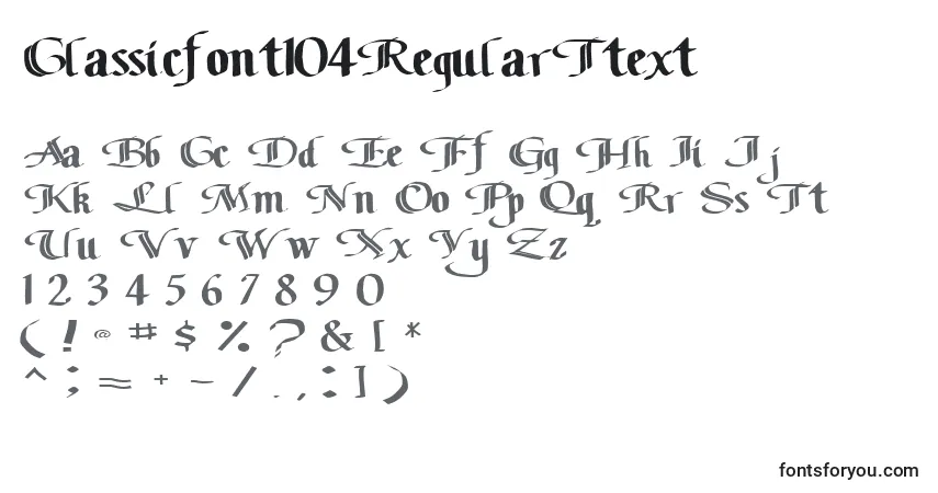 Police Classicfont104RegularTtext - Alphabet, Chiffres, Caractères Spéciaux