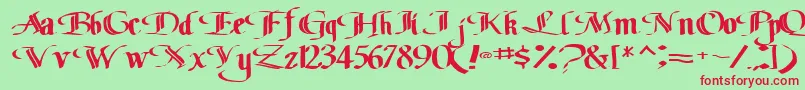 Шрифт Classicfont104RegularTtext – красные шрифты на зелёном фоне