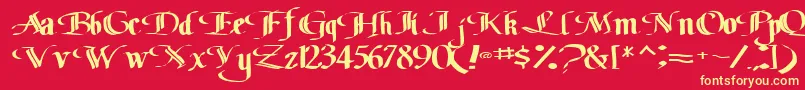 フォントClassicfont104RegularTtext – 黄色の文字、赤い背景