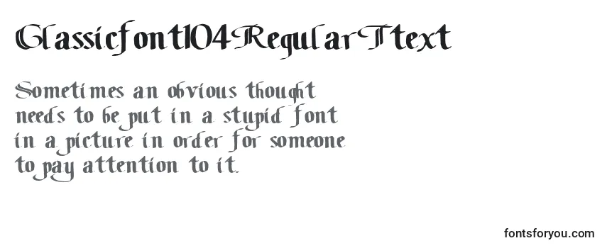 Przegląd czcionki Classicfont104RegularTtext