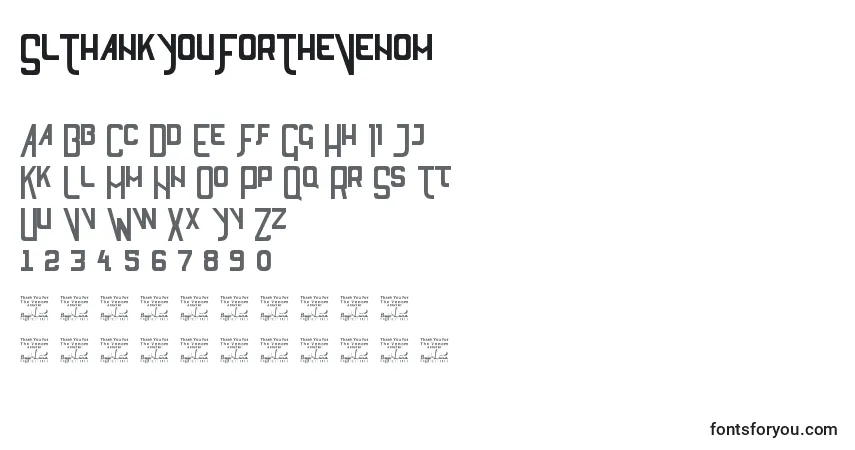 Schriftart SlThankYouForTheVenom – Alphabet, Zahlen, spezielle Symbole