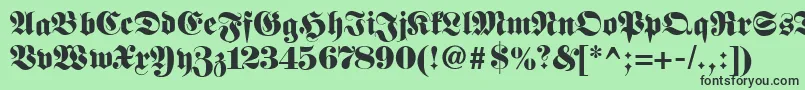 Fonte Fetteclassicunzfraktur – fontes pretas em um fundo verde