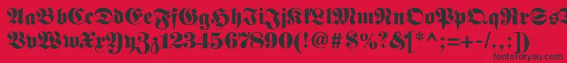 フォントFetteclassicunzfraktur – 赤い背景に黒い文字