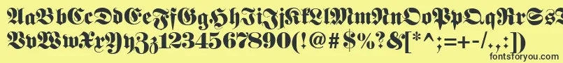 Fetteclassicunzfraktur Font – Black Fonts on Yellow Background