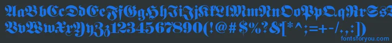 Fetteclassicunzfraktur Font – Blue Fonts on Black Background