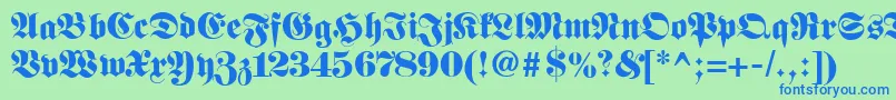 Fetteclassicunzfraktur Font – Blue Fonts on Green Background