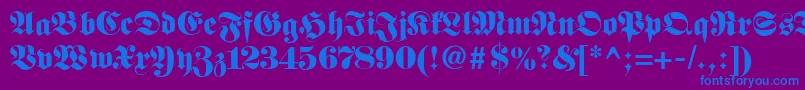 Fonte Fetteclassicunzfraktur – fontes azuis em um fundo violeta