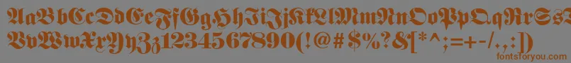 Fetteclassicunzfraktur-Schriftart – Braune Schriften auf grauem Hintergrund