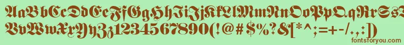 Fonte Fetteclassicunzfraktur – fontes marrons em um fundo verde