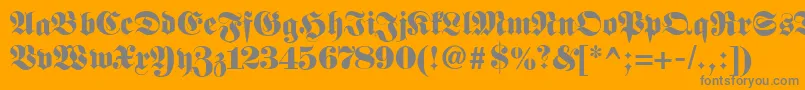 Fetteclassicunzfraktur-Schriftart – Graue Schriften auf orangefarbenem Hintergrund